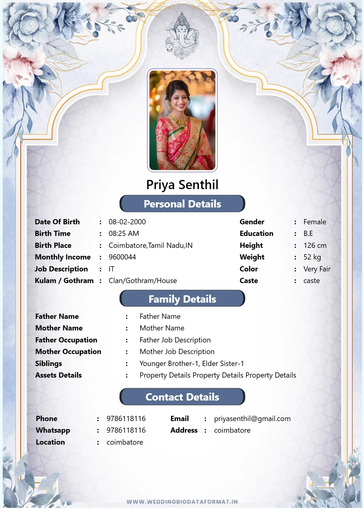 Marriage Biodata Template 11