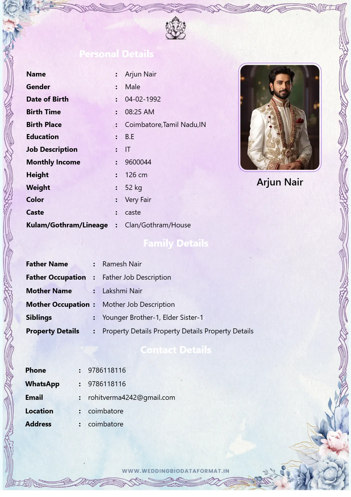 Marriage Biodata Template 12