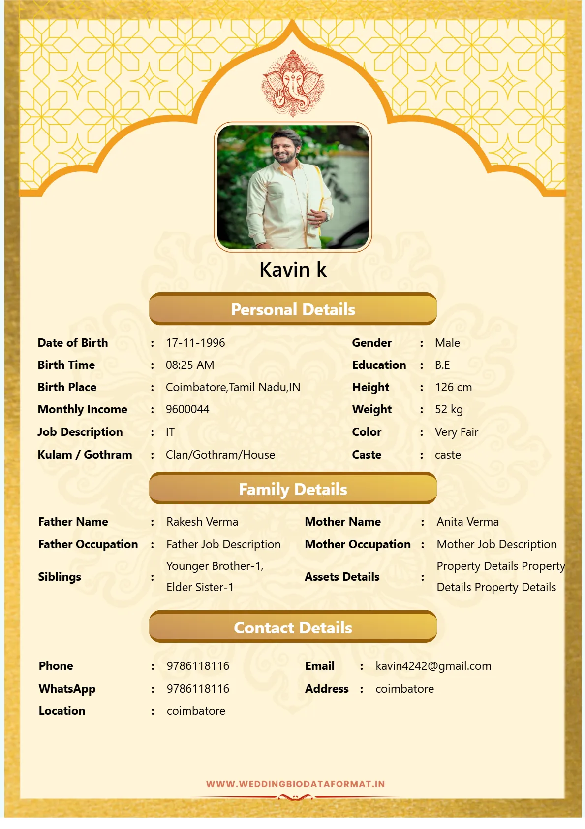 Marriage Biodata Template 14