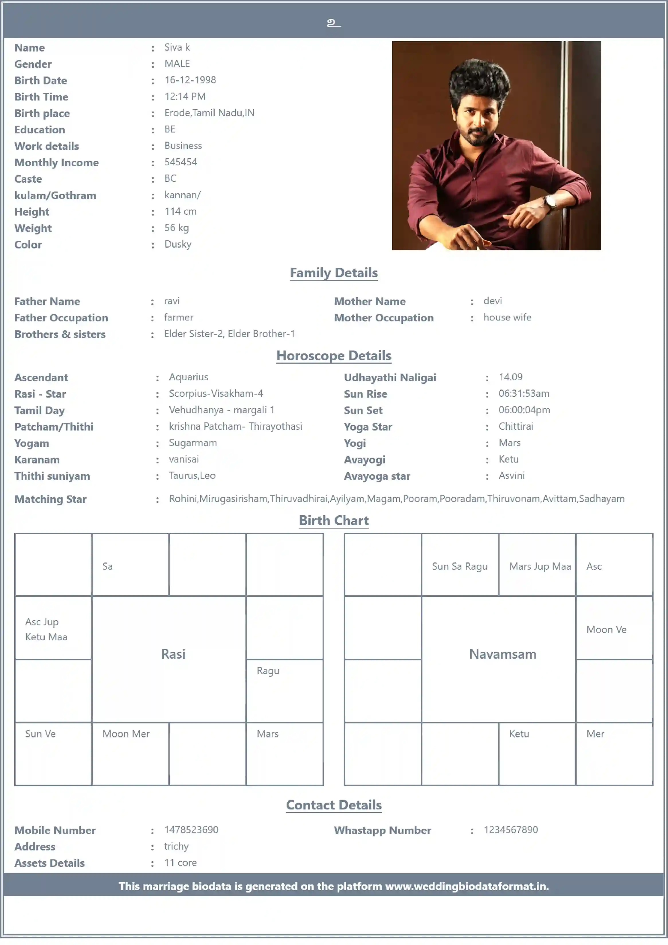 Marriage Biodata Template 6