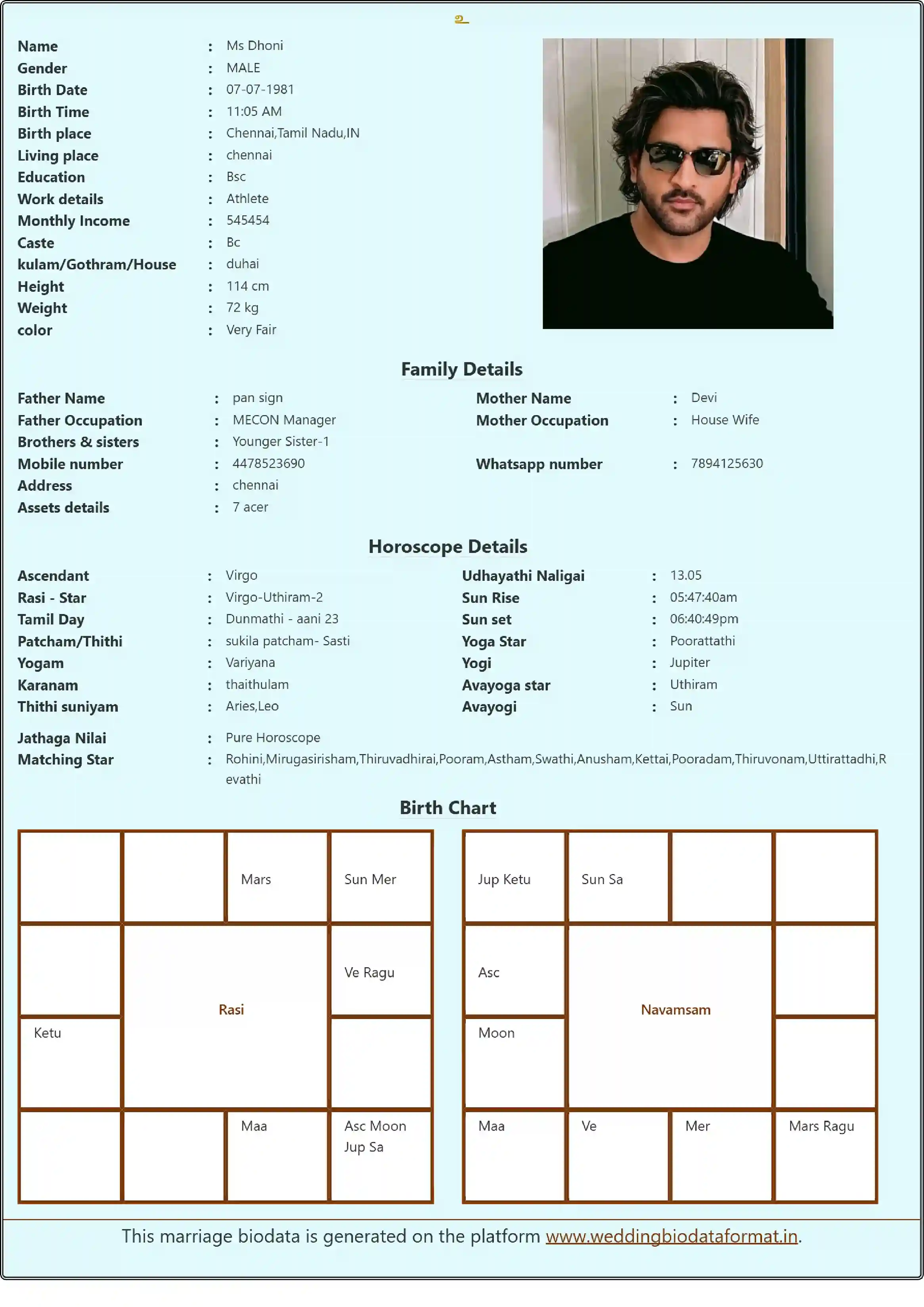 Marriage Biodata Template 7